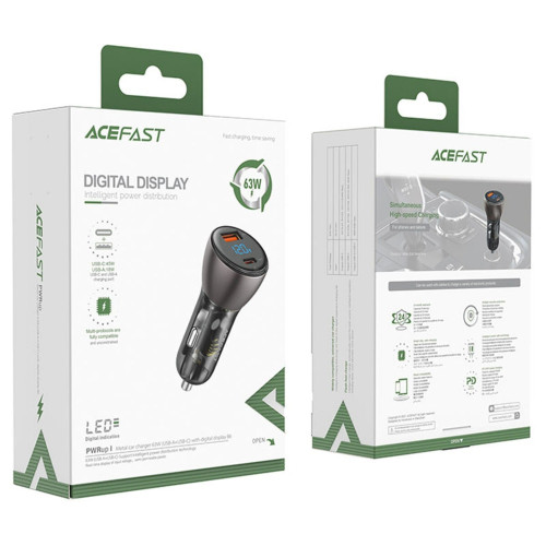 Автомобильное зарядное устройство Acefast B6 USB-A+USB-C (63W · 4A) (Black)