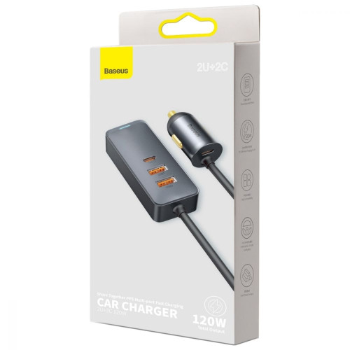 Автомобильное зарядное устройство Baseus Share Together 2xUSB-A+2xUSB-C (120W · 5A) (Gray)
