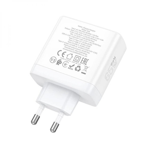 Сетевое зарядное устройство Hoco N30 USB-A+2xUSB-C (65W · 3A) (White)