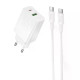 Сетевое зарядное устройство Borofone BAS76A USB-A+USB-C (30W · 3A) с кабелем Type-C – Type-C (White)