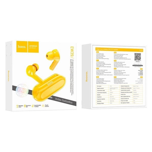 Наушники Bluetooth Hoco EW39 Bright TWS (Yellow)