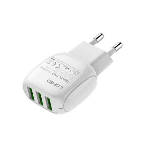 Сетевое зарядное устройство LDNIO A3315 3xUSB-A (15W · 3.1A) с кабелем USB-A – Micro-USB (White)