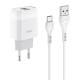 Сетевое зарядное устройство Hoco C73A 2xUSB-A (12W · 2.4A) с кабелем USB-A – Type-C (White)