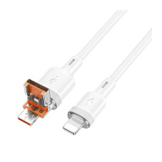 Кабель Hoco U131 2-в-1 USB-A+Type-C to Lightning (1.2 м) (White)