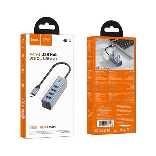 USB-хаб Hoco HB1C 4в1 (Silver)