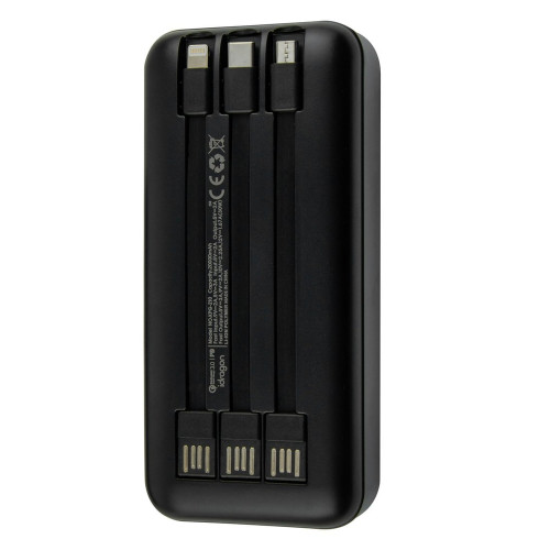 Повербанк iDragon Power KPG-210 22.5W с кабелем 3в1 (20000 mAh) (Black)