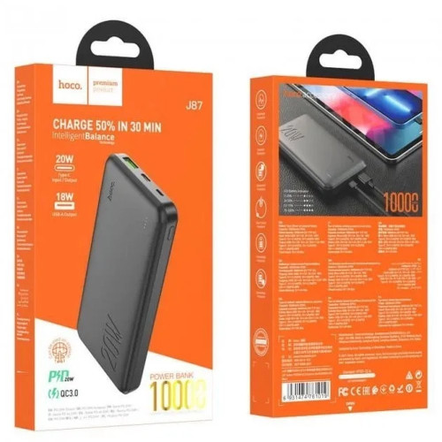 Повербанк Hoco J87 Tracker PD+QC3.0 (10000 mAh) (Black)
