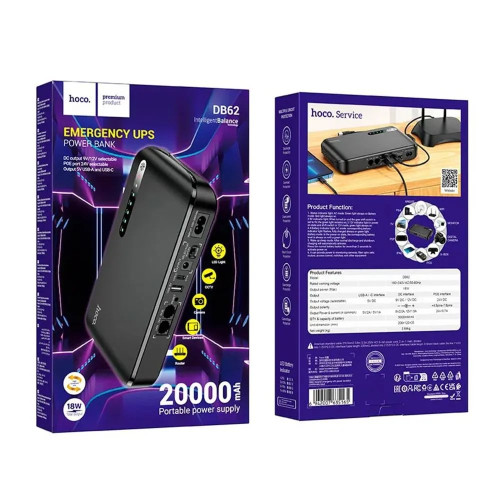 Безперебійний блок живлення Hoco DB62 для роутерів 5V 9V 12V (20000 mAh) (Black)