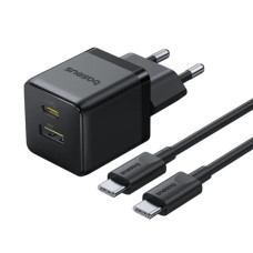 Сетевое зарядное устройство Baseus Palm Fast Charger USB-A+USB-C (30W · 3A) с кабелем Type-C – Type-C 60W (P1011160A113-01) (Black)