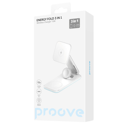 Беспроводное зарядное устройство Proove Energy Fold 3в1 (15W) (White)