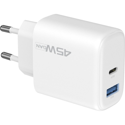 Сетевое зарядное устройство Proove Silicone Power 2 USB-A+USB-C (45W · 3A) (White)