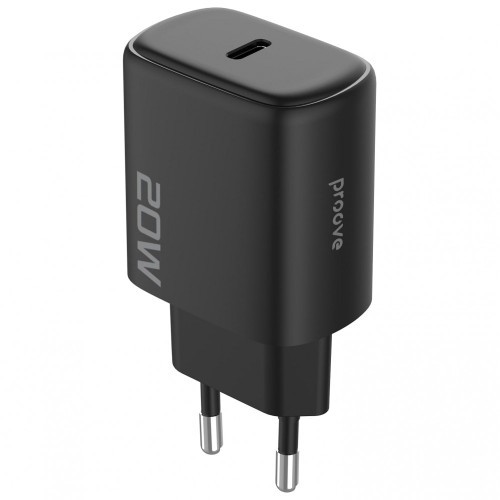 Мережевий зарядний пристрій Proove Silicone Power 2 USB-C (20W) з кабелем Type-C – Lightning (Black)
