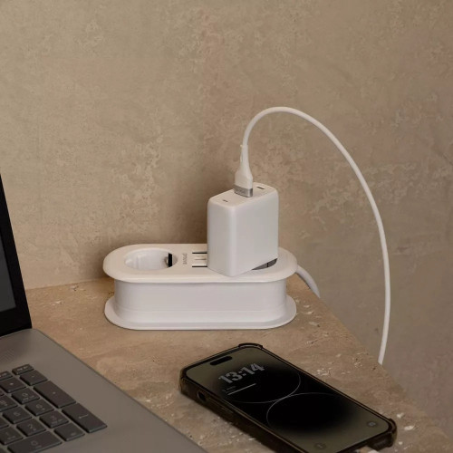 Сетевой фильтр Proove Supercoil на 2 розетки (20W · 2xUSB-A+USB-C · 1.5 м) (White)