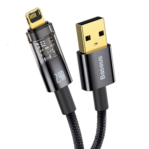 Кабель Baseus Explorer Series Auto Power-Off USB-A – Lightning (1 м · 12W · 2.4A) (CATS000401) (Black)