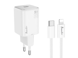 Мережевий зарядний пристрій Avantis A896 USB-C (20W · 3A) з кабелем Type-C – Lightning (White)