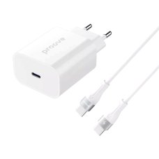 Мережевий зарядний пристрій Proove Rapid USB-C (45W · 3A) з кабелем Type-C – Type-C (White)