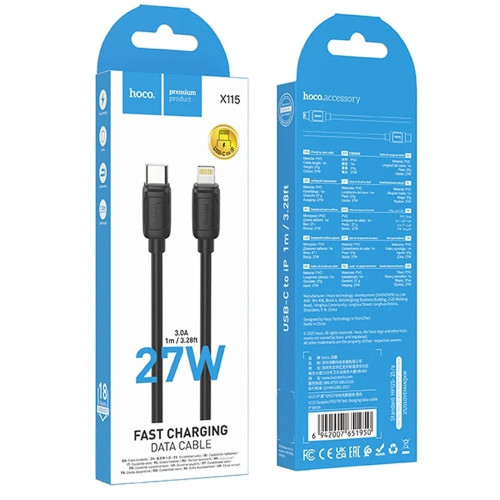 Кабель Hoco X115 Surpass Type-C – Lightning (1 м · 27W · 3A) (Black)