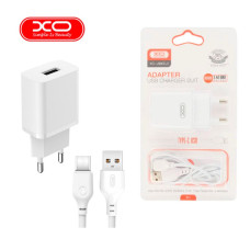 Мережевий зарядний пристрій XO L99 USB-A (12W · 2.4A) з кабелем USB-A – Type-C (White)