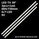 Пряма підсвітка для телевізора Akai 39″ E39F2000 (3 планки по 684/730 мм, 6/7 LED, лінза 15,5 мм, 6 В)