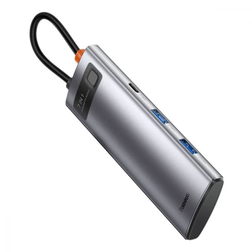 USB-хаб Baseus Metal Gleam Series 7в1 Type-C (2xUSB 3.0 · HDMI 4K · Type-C · Type-C PD · microSD · SD) (Gray)