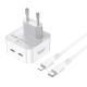 Мережевий зарядний пристрій Borofone BA76A 2xUSB-C (35W · 3A) з кабелем Type-C – Lightning (White)