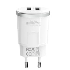Сетевое зарядное устройство Hoco C38A 2xUSB-A (12W · 2.4A) (White)