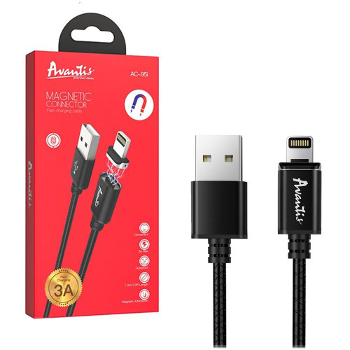 Кабель Avantis AC95i MagJet USB-A – Lightning (1 м · 15W · 3A) (Black)