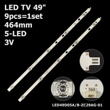 Пряма підсвітка для телевізора Hitachi 49″ LED49D05A-ZC29AG (9 планок по 464 мм, 5 LED, лінза 17 мм, 3 В)