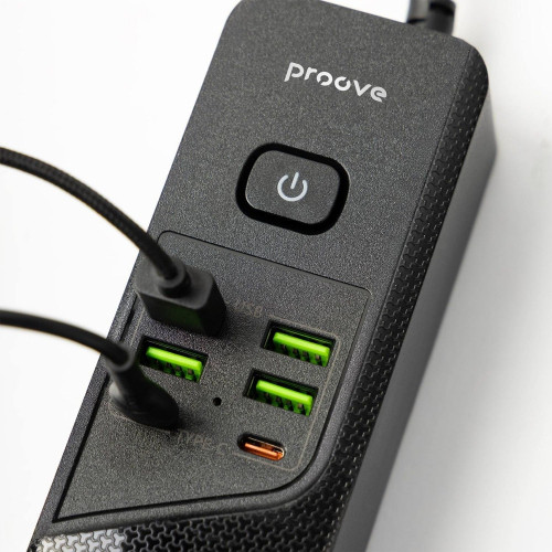 Мережевий фільтр Proove Power Socket P-04 на 4 розетки (4xUSB-A+2xUSB-C · 3 м) (Black)