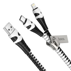Кабель Hoco U97 2-в-1 USB-A – Lightning/Type-C (1 м) (Black/White)