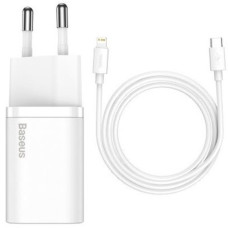 Мережевий зарядний пристрій Baseus Super Si USB-C (20W · 3A) з кабелем Type-C – Lightning (TZCCSUP-B02) (White)
