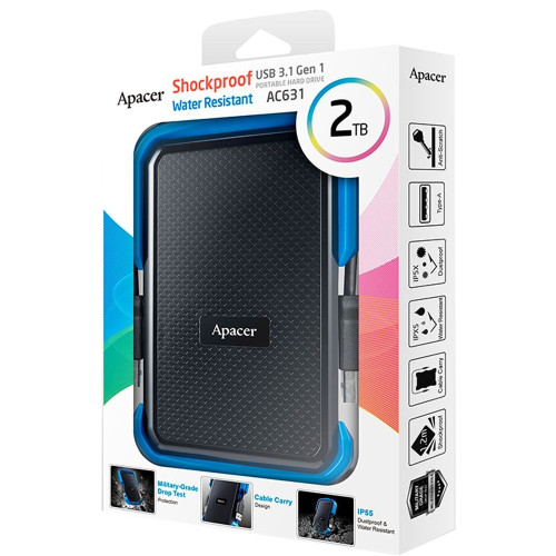 Внешний жесткий диск Apacer AC631 2TB 2.5 USB 3.1 (Black/Blue)