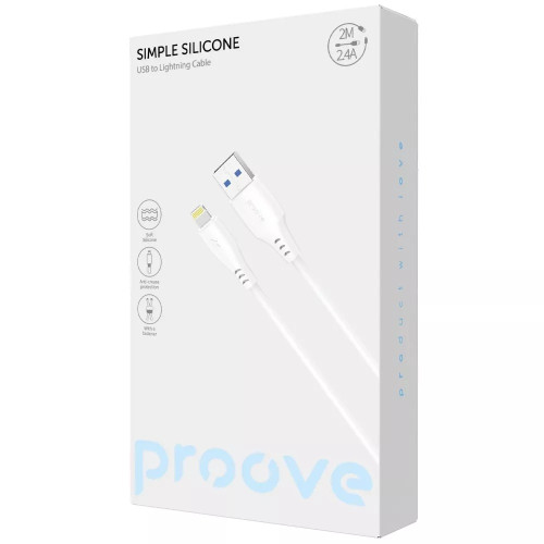 Кабель Proove Simple Silicone USB-A – Lightning (2 м · 12W · 2.4A) (White)
