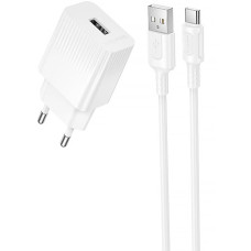 Сетевое зарядное устройство Borofone BAS71A USB-A (10.5W · 2.1A) с кабелем USB-A – Type-C (White)