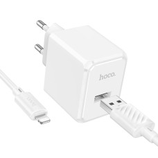 Мережевий зарядний пристрій Hoco CS11A USB-A (10.5W · 2.1A) з кабелем USB-A – Lightning (White)