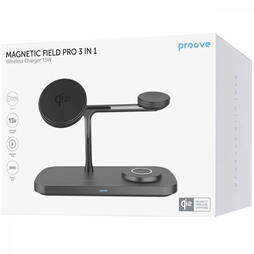 Беспроводное зарядное устройство Proove Magnetic Field Pro 3в1 (15W) (Black)