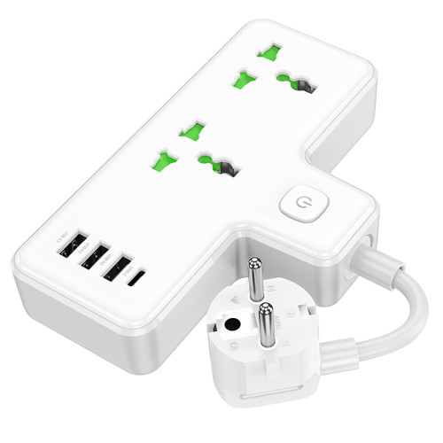 Сетевой фильтр Hoco AC11A Voyage на 2 розетки (15W · 3A · 3xUSB-A+USB-C) (White)