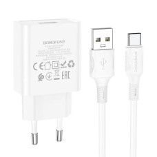 Сетевое зарядное устройство Borofone BA74A USB-A (10.5W · 2.1A) с кабелем USB-A – Type-C (White)