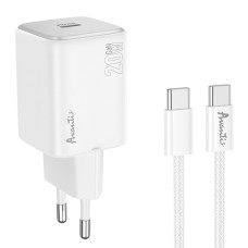 Мережевий зарядний пристрій Avantis A896 USB-C (20W · 3A) з кабелем Type-C – Type-C (White)