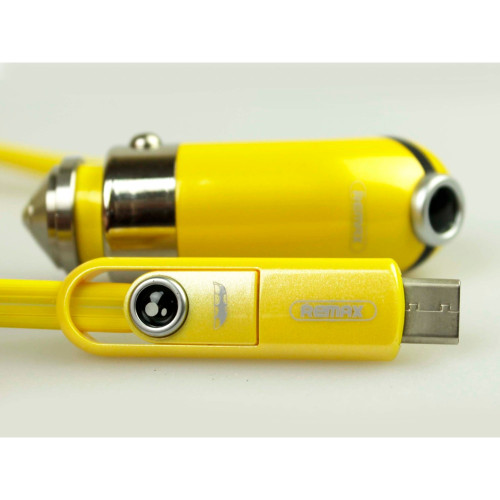Автомобильное зарядное устройство Remax RCC-211 USB-A (12W · 2.4A) с кабелем 3в1 (Yellow)