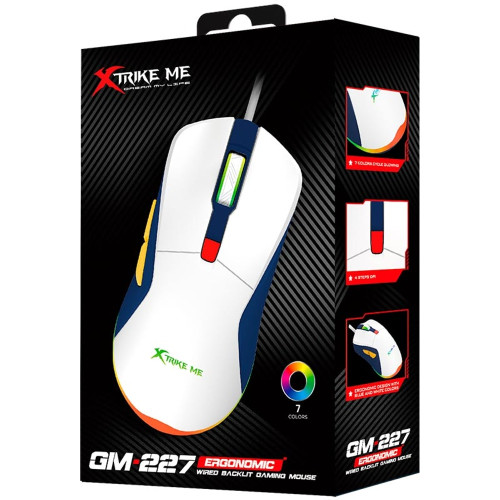 Мишка дротова Xtrike Me GM-227 (3600 DPI · 1.5 м) (White)