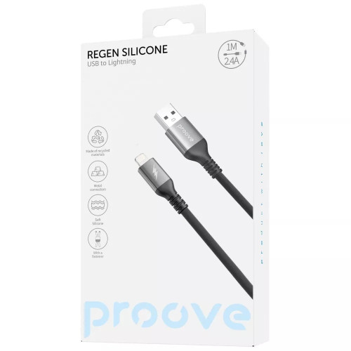 Кабель Proove ReGen Silicone USB-A – Lightning (1 м · 12W · 2.4A) (Black)