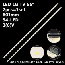 Бокова підсвітка для телевізора LG 55″ 55UJ65 Rev0.9 (L+R, 2 планки по 601 мм, 54 LED 2x1 мм, 3 В)