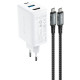 Мережевий зарядний пристрій Acefast A17 USB-C+USB-A+HDMI 4K (65W · 3A) з кабелем Type-C – Type-C (White)