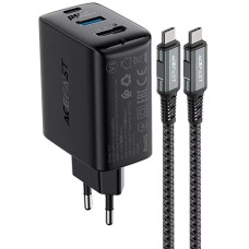 Сетевое зарядное устройство Acefast A17 USB-C+USB-A+HDMI 4K (65W · 3A) с кабелем Type-C – Type-C (Black)