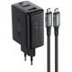 Мережевий зарядний пристрій Acefast A17 USB-C+USB-A+HDMI 4K (65W · 3A) з кабелем Type-C – Type-C (Black)