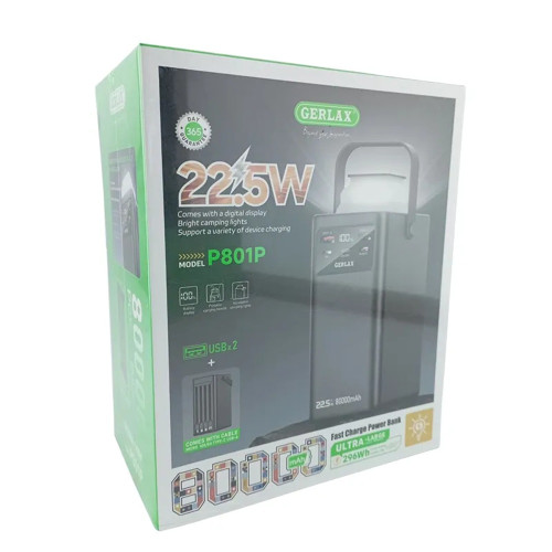 Повербанк Gerlax P801P 22.5W (80000 mAh) (Black)