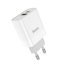 Сетевое зарядное устройство Hoco C80A USB-A+USB-C (20W · 3.1A) (White)