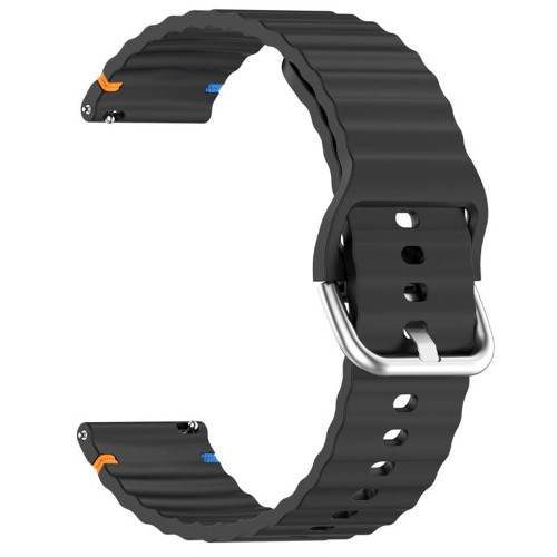 Ремешок универсальный 20 мм Silicone Wavy для Amazfit, Samsung, Huawei (Black)