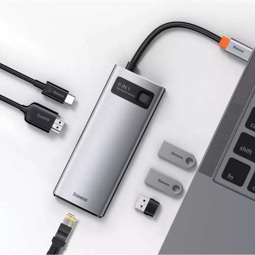 USB-хаб Baseus Metal Gleam Multifunctional 6в1 Type-C (Gray)